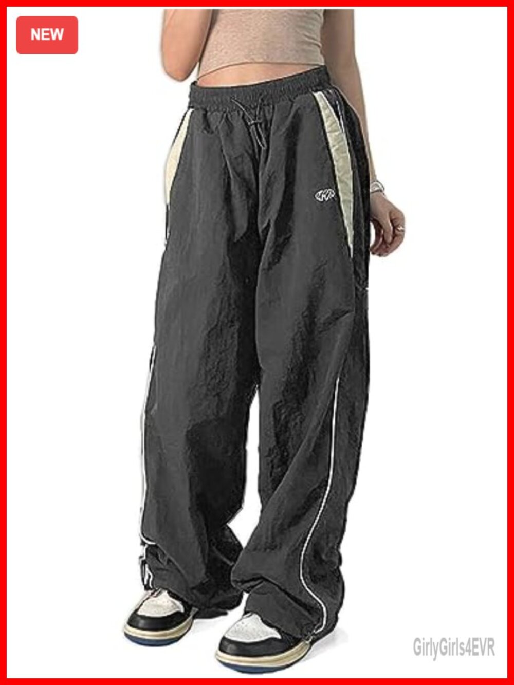 Y2K Baggy Wide Leg Parachute Cargo Pants for Women Polyester Blend Sweatpants